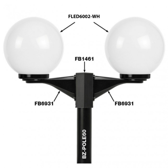 FLED6002 2 x globes mounted onto pole using post adapter Option 2 Web Rez
