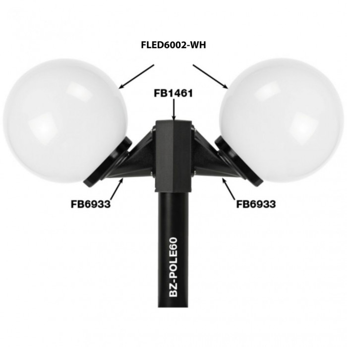 FLED6002 2 x globes mounted onto pole using post adapter Option 3 Web Rez