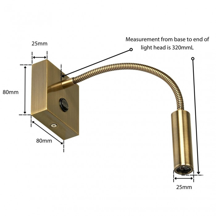 Kiyo wall light measurements diagram antique brass