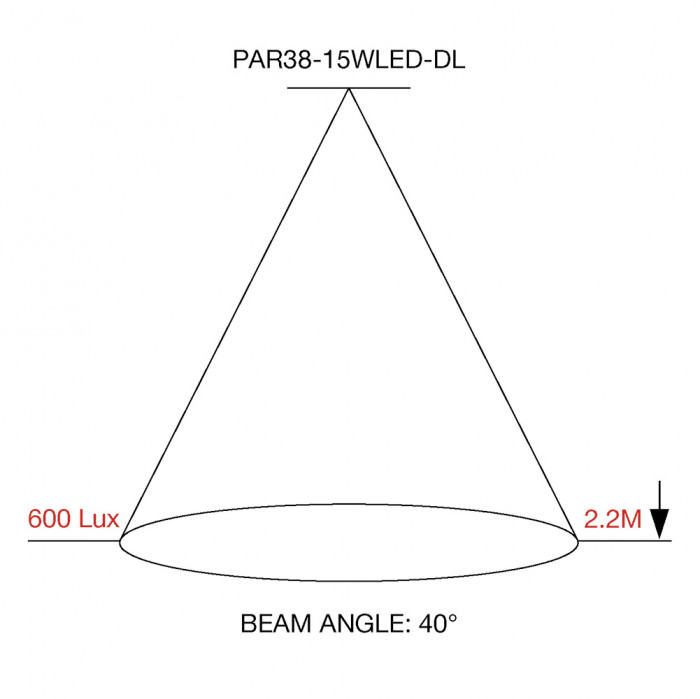 PAR38 15WLED DL Cone diagram